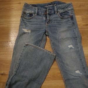 American Eagle Distressed holes Artist Flare Jeans
